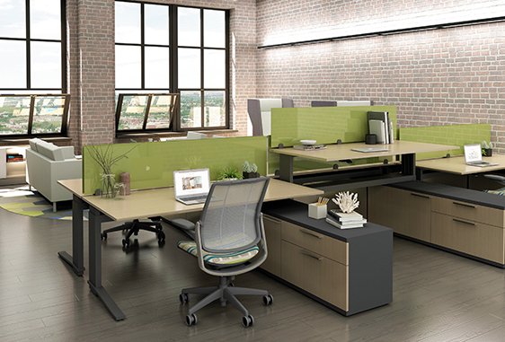 iMove-C Benching with Glass Dividers