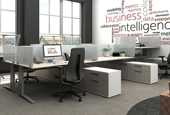 iMove-C Benching with Glass Dividers